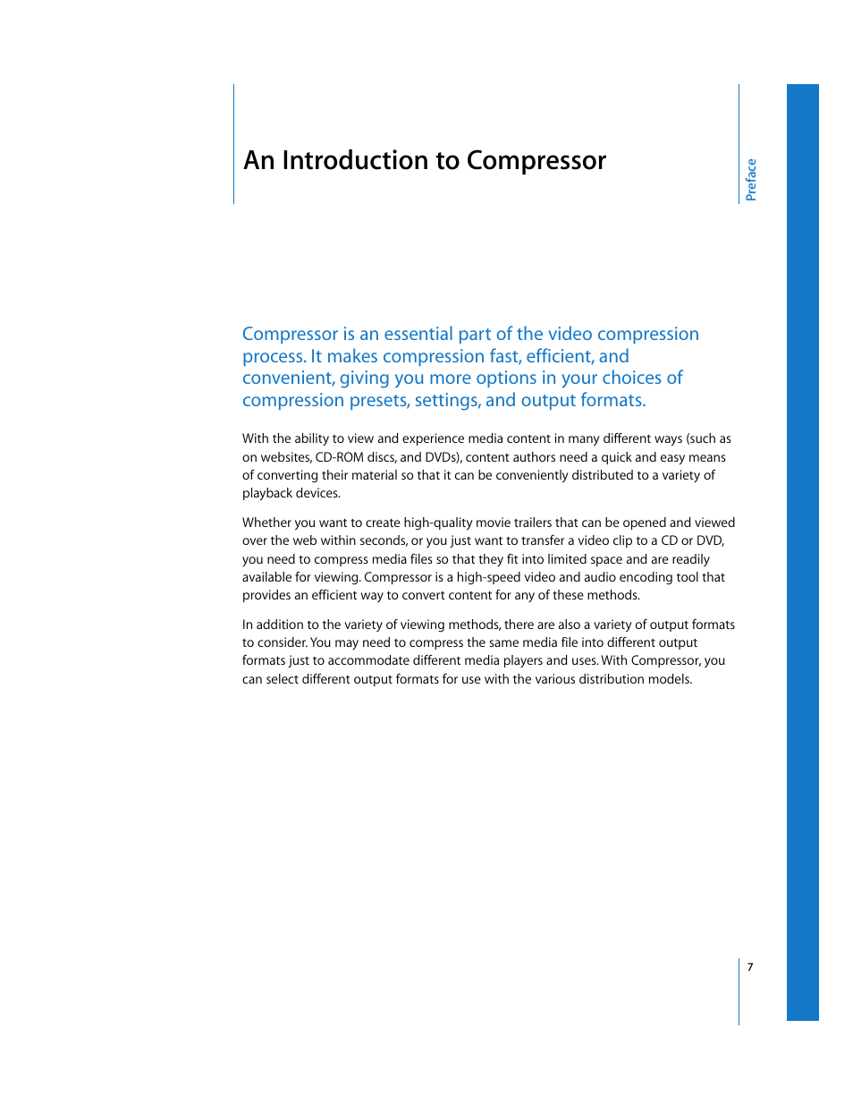 An introduction to compressor, Preface | Apple Compressor 2 User Manual | Page 7 / 263