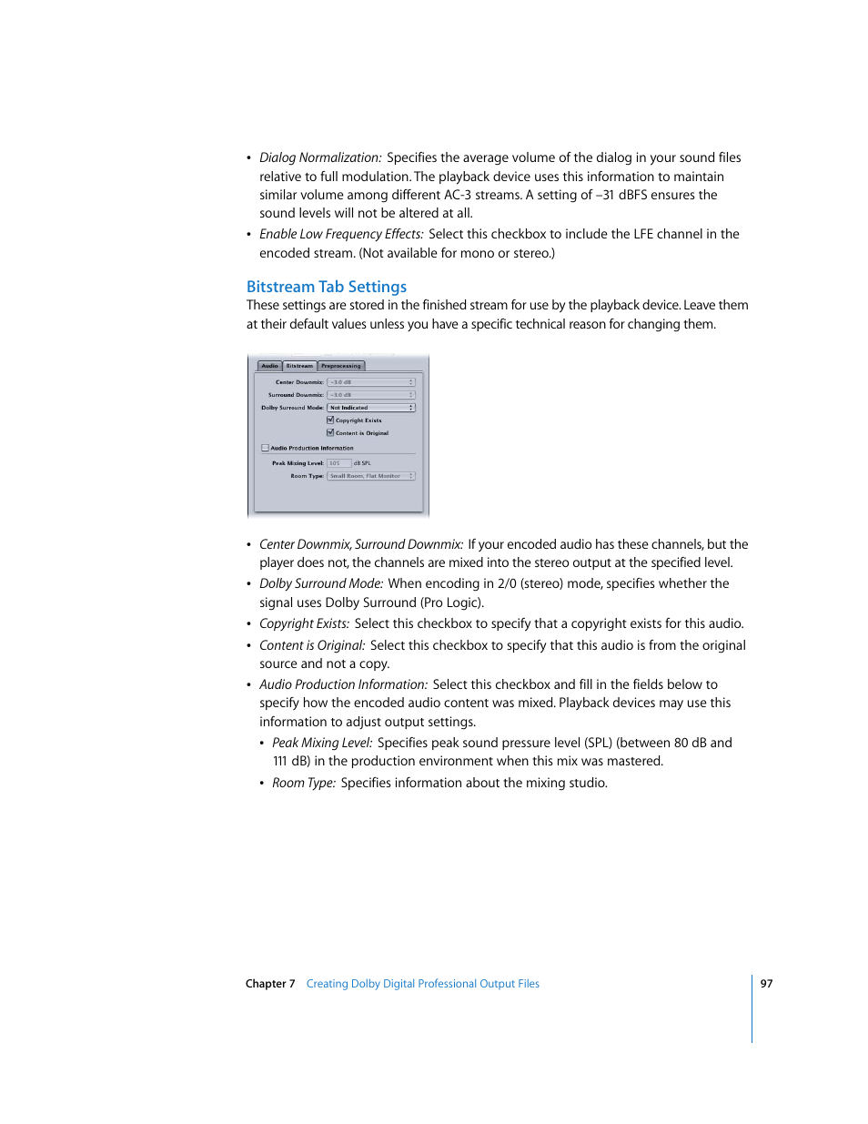 Bitstream tab settings | Apple Compressor 2 User Manual | Page 97 / 263