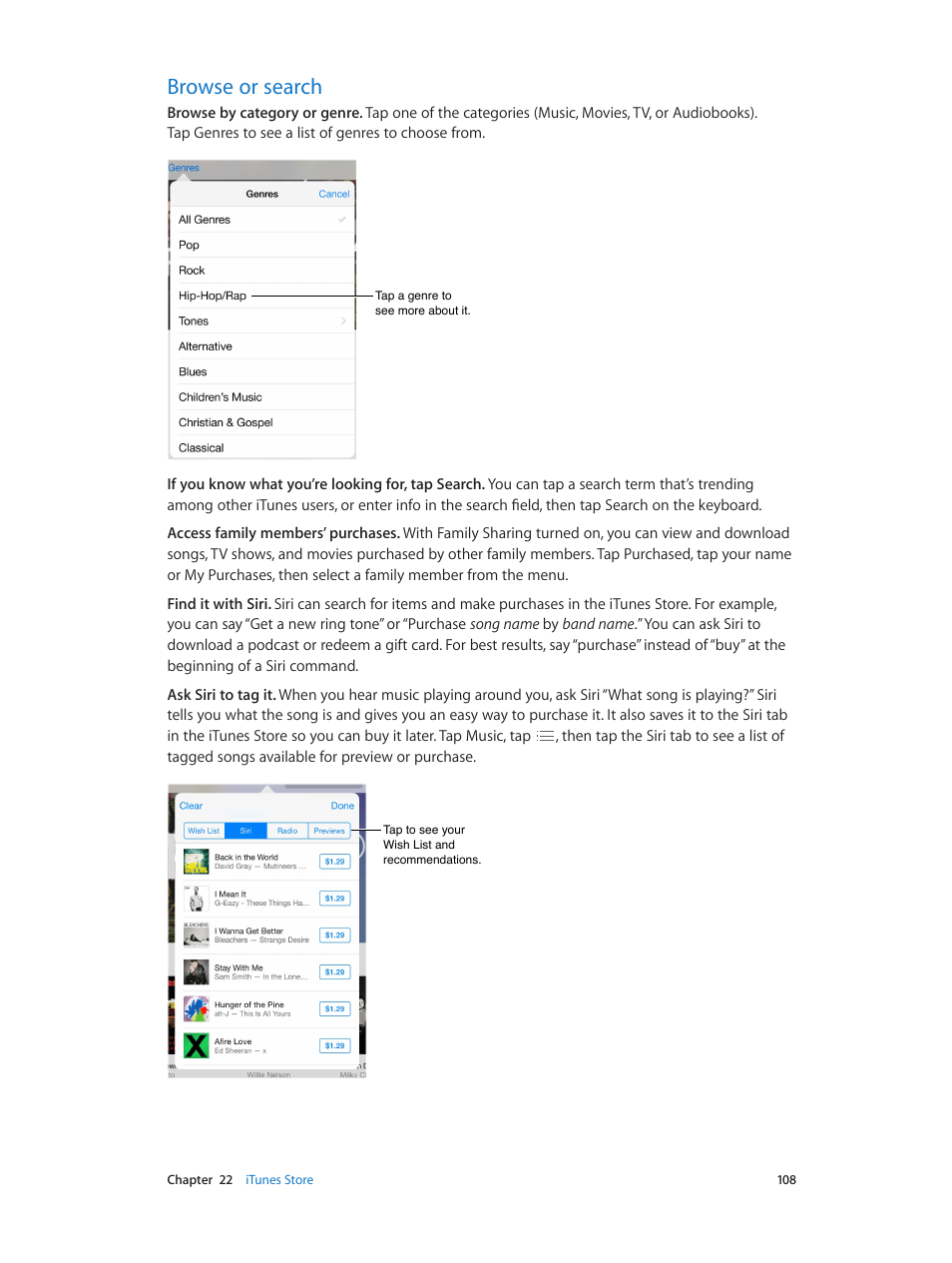 Browse or search, 108 browse or search | Apple iPad iOS 8.1 User Manual | Page 108 / 164