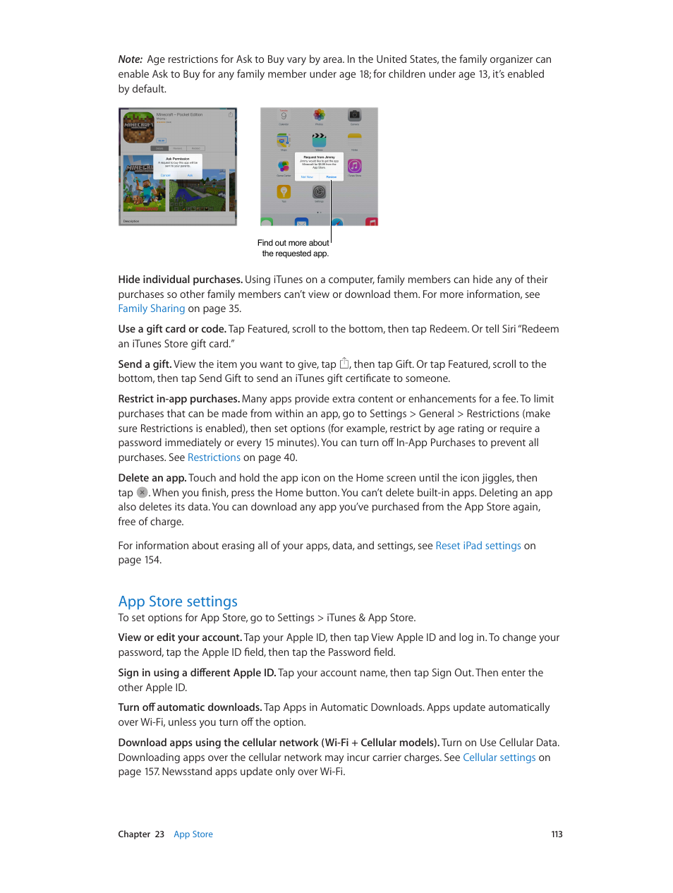 App store settings, 113 app store settings | Apple iPad iOS 8.1 User Manual | Page 113 / 164