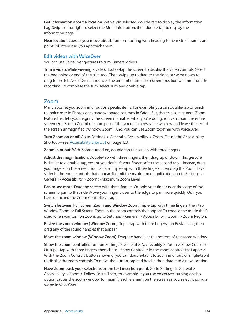 Zoom, 134 zoom, Edit videos with voiceover | Apple iPad iOS 8.1 User Manual | Page 134 / 164