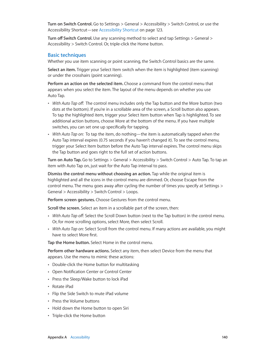 Basic techniques | Apple iPad iOS 8.1 User Manual | Page 140 / 164