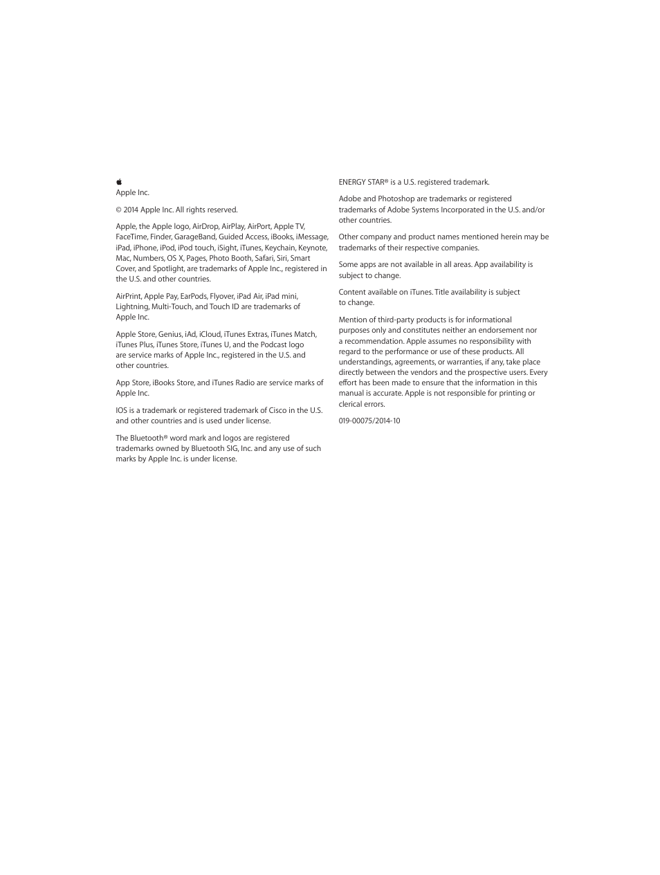 Apple iPad iOS 8.1 User Manual | Page 164 / 164