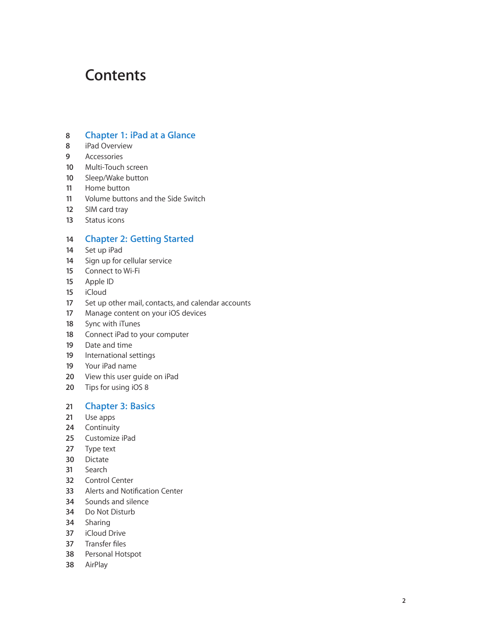 Apple iPad iOS 8.1 User Manual | Page 2 / 164