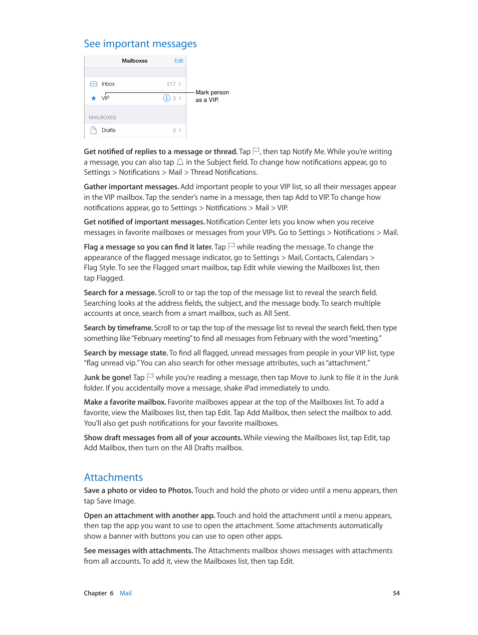 See important messages, Attachments, 54 see important messages 54 attachments | Apple iPad iOS 8.1 User Manual | Page 54 / 164