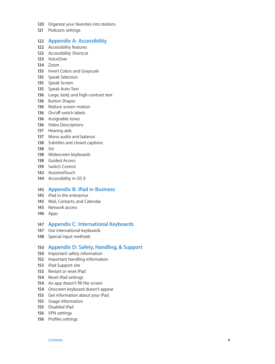 Apple iPad iOS 8.1 User Manual | Page 6 / 164