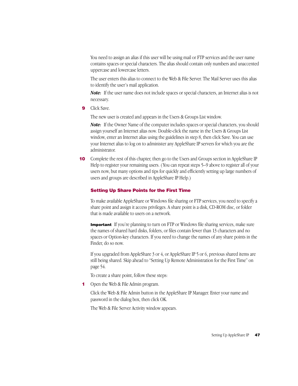 Apple AppleShare IP 6.2 User Manual | Page 47 / 70