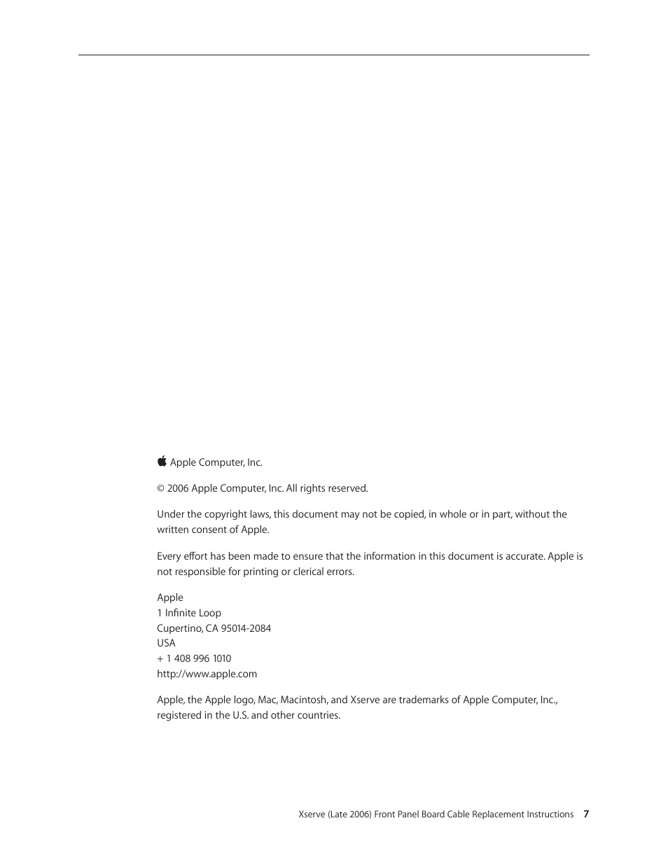 Apple Xserve Intel (Late 2006) DIY Procedure for Front Panel Board Cable User Manual | Page 7 / 7