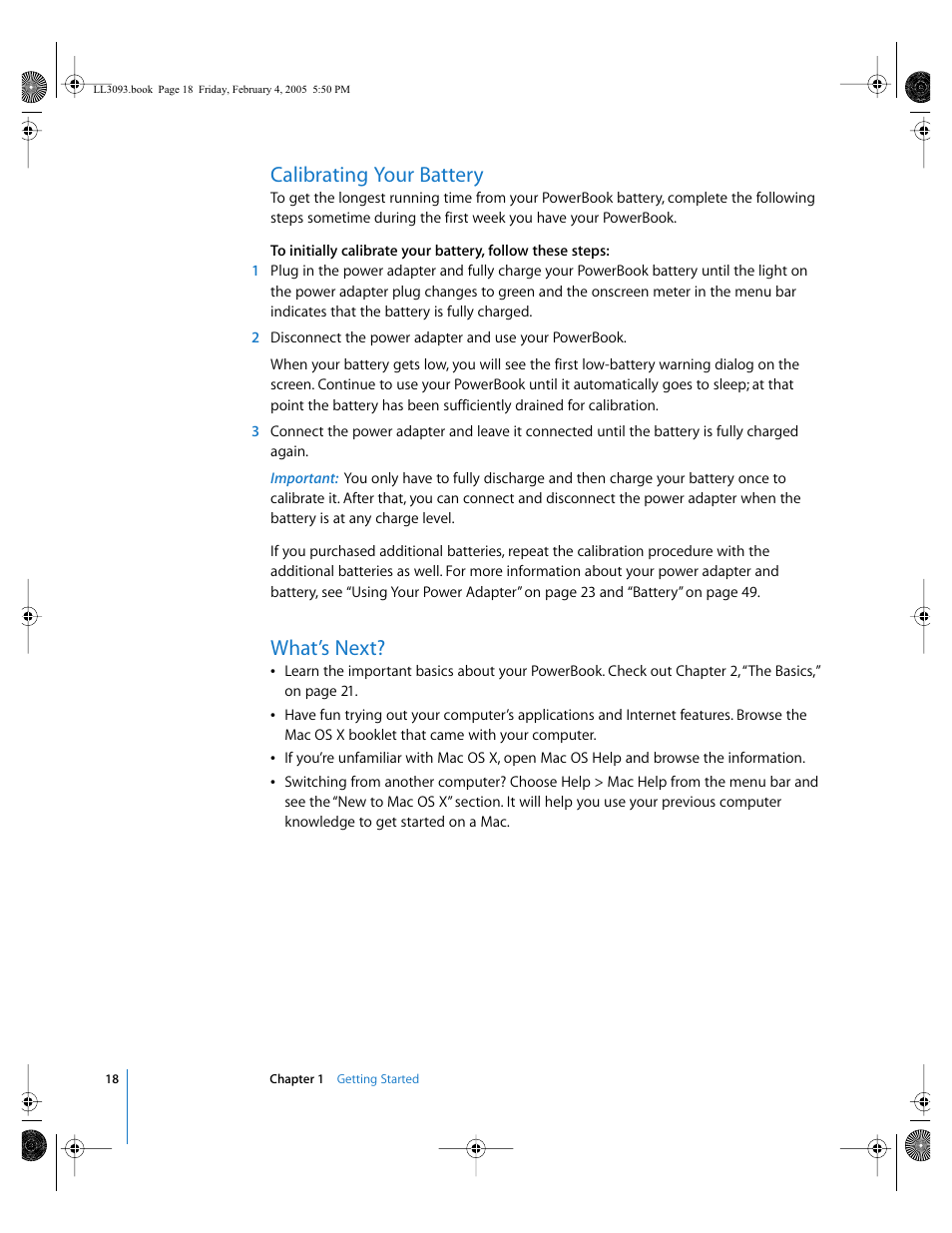 Calibrating your battery, What’s next | Apple PowerBook G4 (12-inch, 1.5 GHz) User Manual | Page 18 / 112