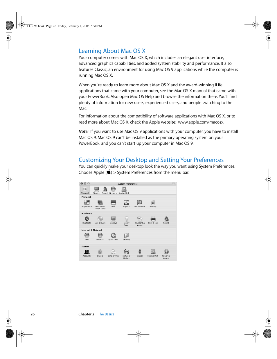 Learning about mac os x | Apple PowerBook G4 (12-inch, 1.5 GHz) User Manual | Page 26 / 112
