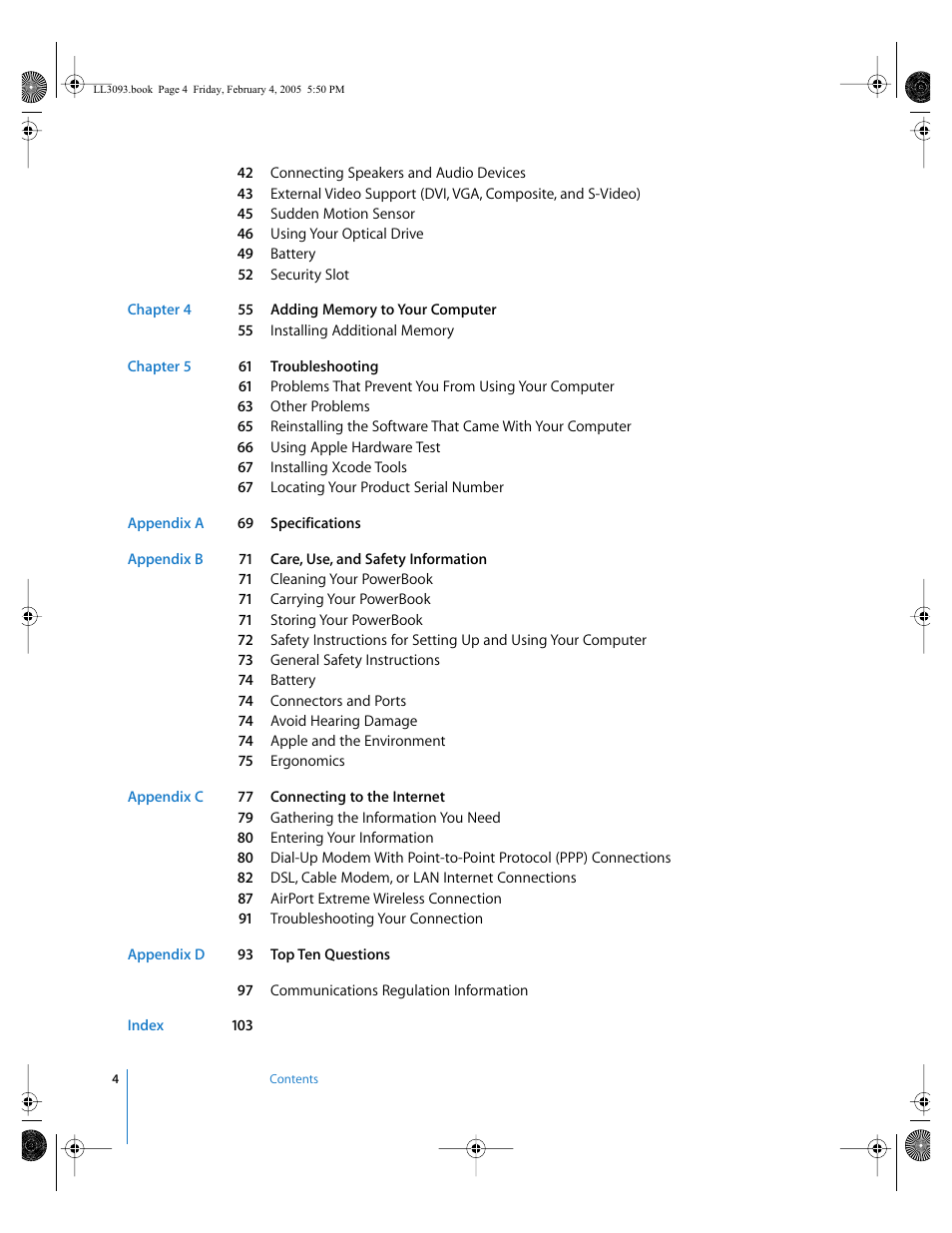 Apple PowerBook G4 (12-inch, 1.5 GHz) User Manual | Page 4 / 112