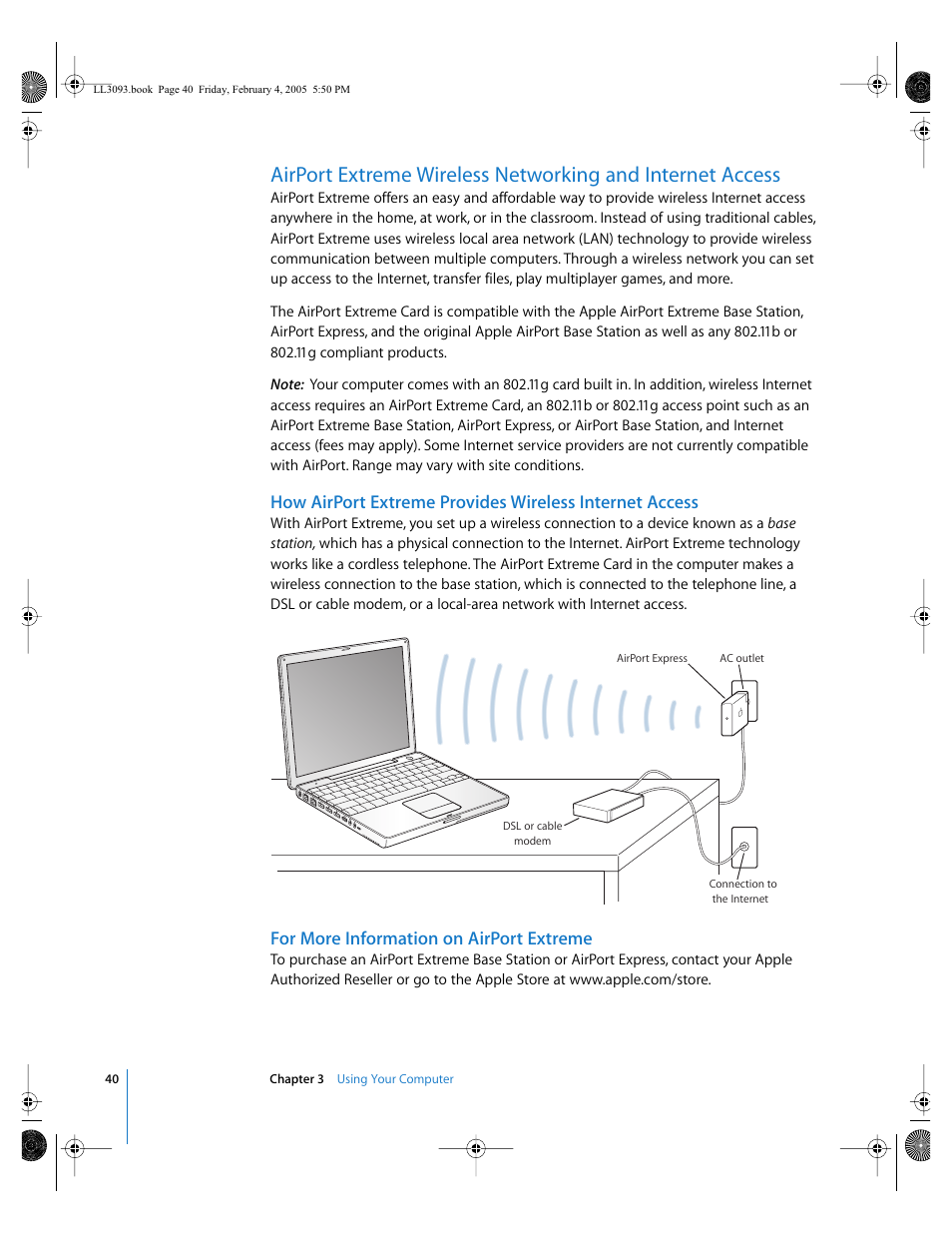 For more information on airport extreme | Apple PowerBook G4 (12-inch, 1.5 GHz) User Manual | Page 40 / 112