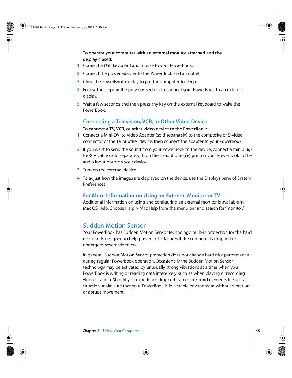 Sudden motion sensor | Apple PowerBook G4 (12-inch, 1.5 GHz) User Manual | Page 45 / 112