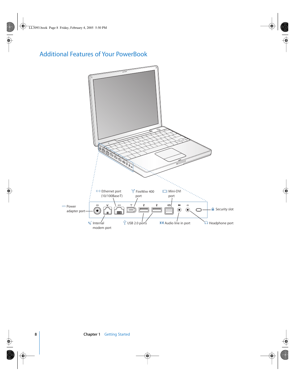 Additional features of your powerbook | Apple PowerBook G4 (12-inch, 1.5 GHz) User Manual | Page 8 / 112