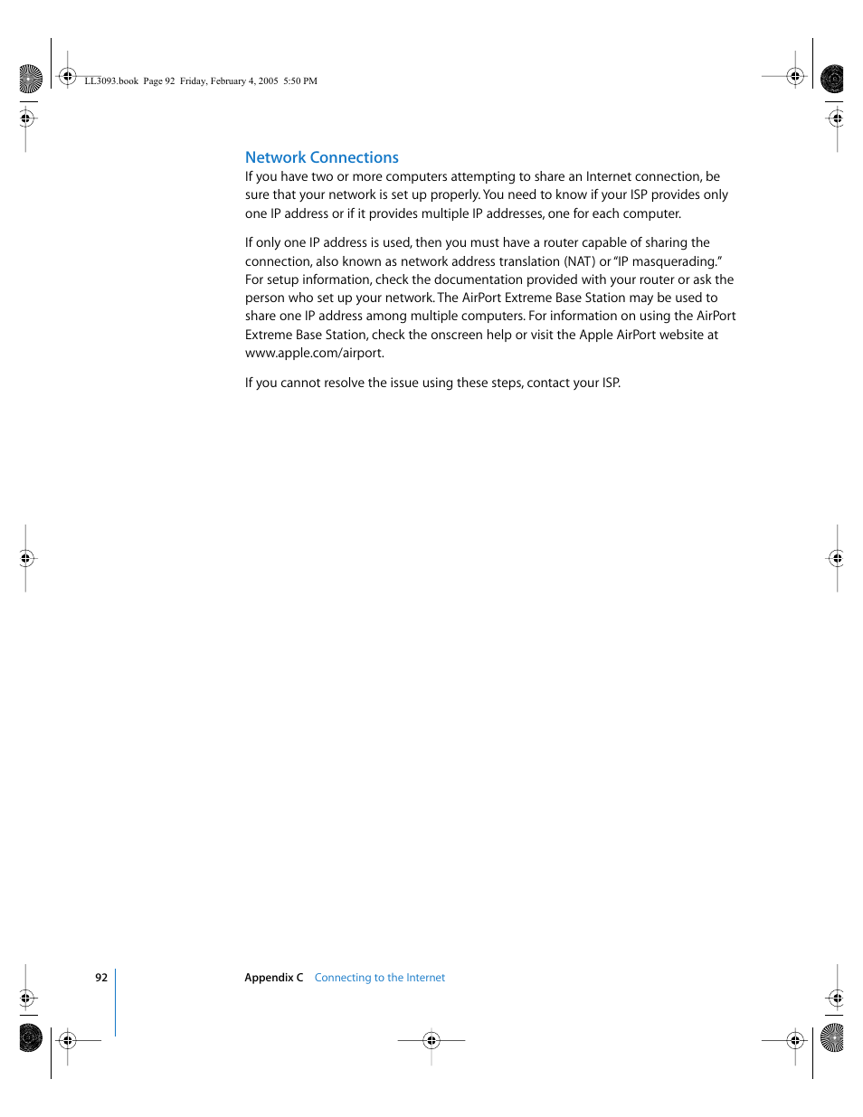 Network connections | Apple PowerBook G4 (12-inch, 1.5 GHz) User Manual | Page 92 / 112