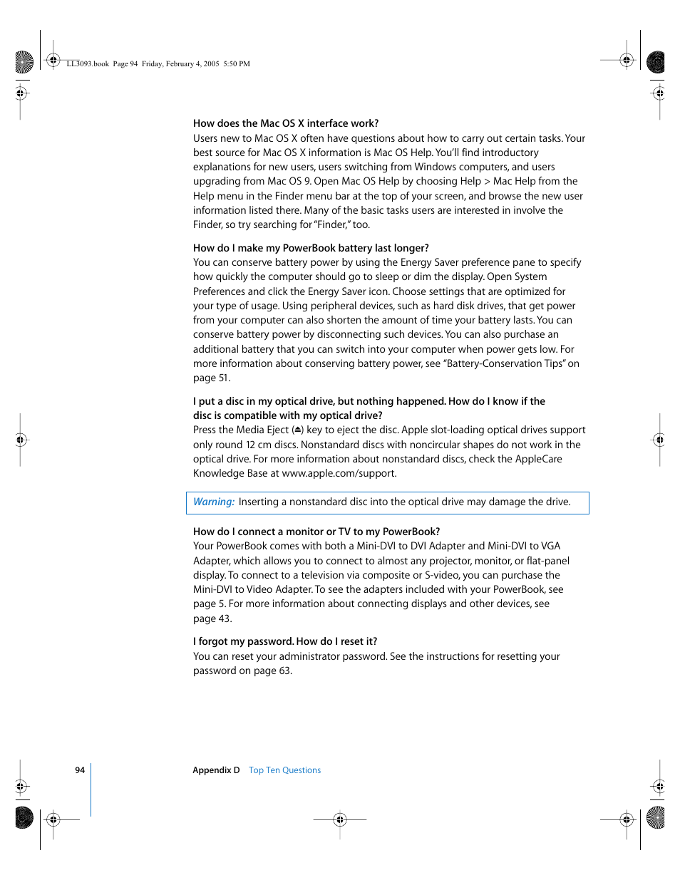 Apple PowerBook G4 (12-inch, 1.5 GHz) User Manual | Page 94 / 112