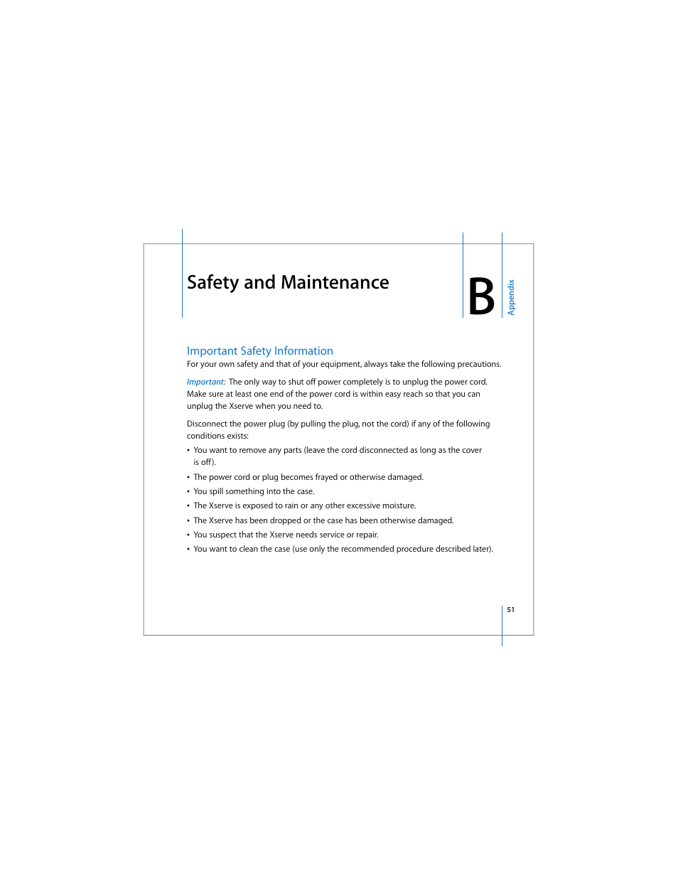 Safety and maintenance, Important safety information | Apple Xserve Intel (Late 2006) User Manual | Page 51 / 60