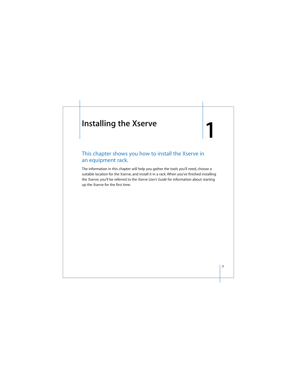 Installing the xserve | Apple Xserve Intel (Late 2006) User Manual | Page 7 / 60