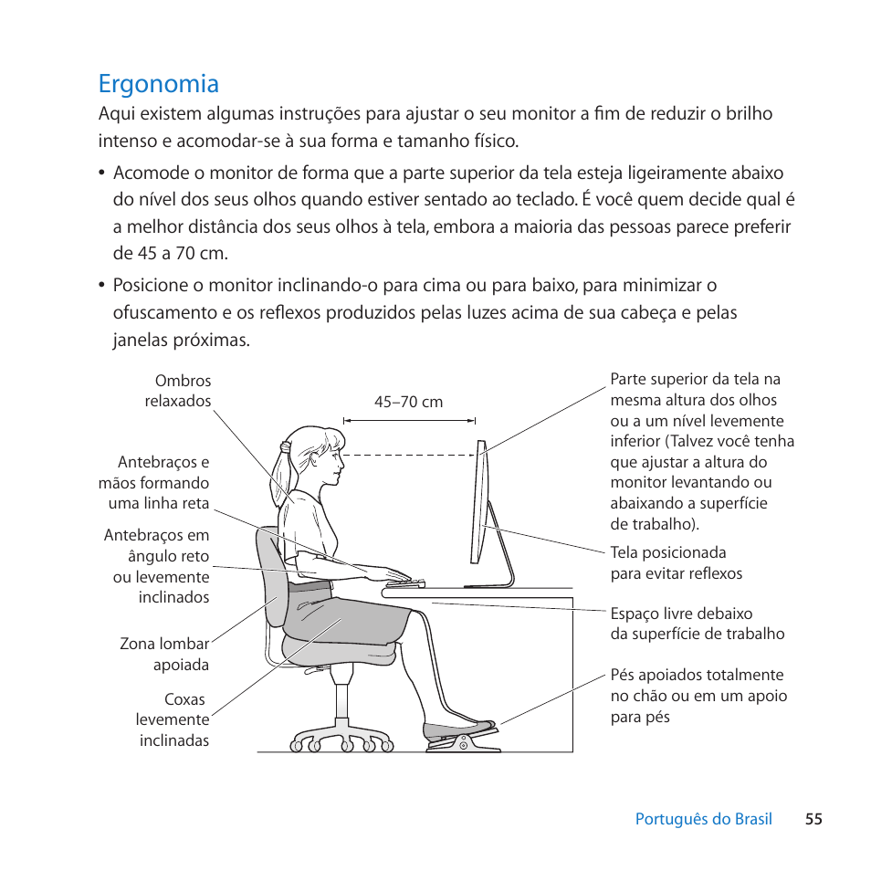 Ergonomia, 55 ergonomia | Apple LED Cinema Display (27-inch) User Manual | Page 55 / 64