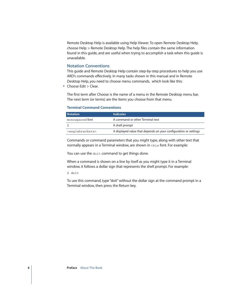 Notation conventions | Apple Remote Desktop User Manual | Page 6 / 116