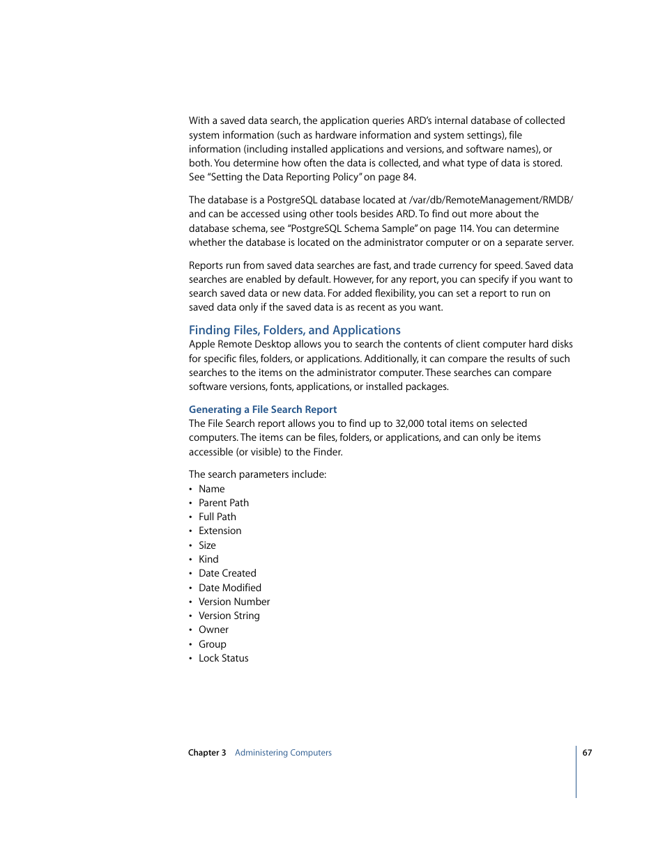 Finding files, folders, and applications | Apple Remote Desktop User Manual | Page 67 / 116