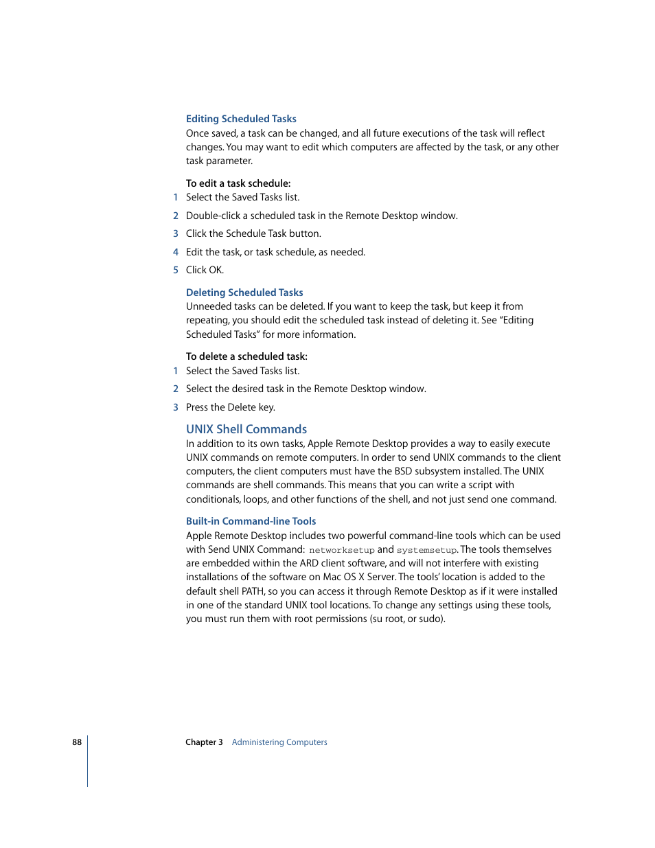 Unix shell commands | Apple Remote Desktop User Manual | Page 88 / 116