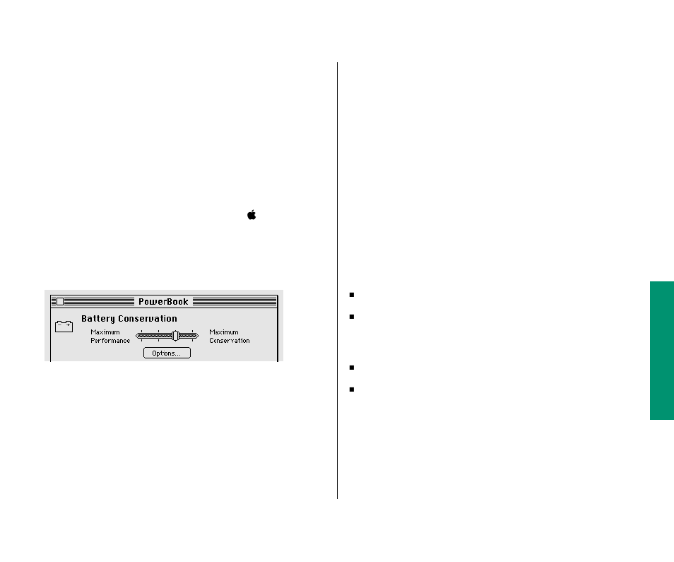 Chapter 9, Organizing your files 125, Straightening up your files 125 | Adjusting the battery conservation settings | Apple Macintosh PowerBook 180 computers User Manual | Page 125 / 323