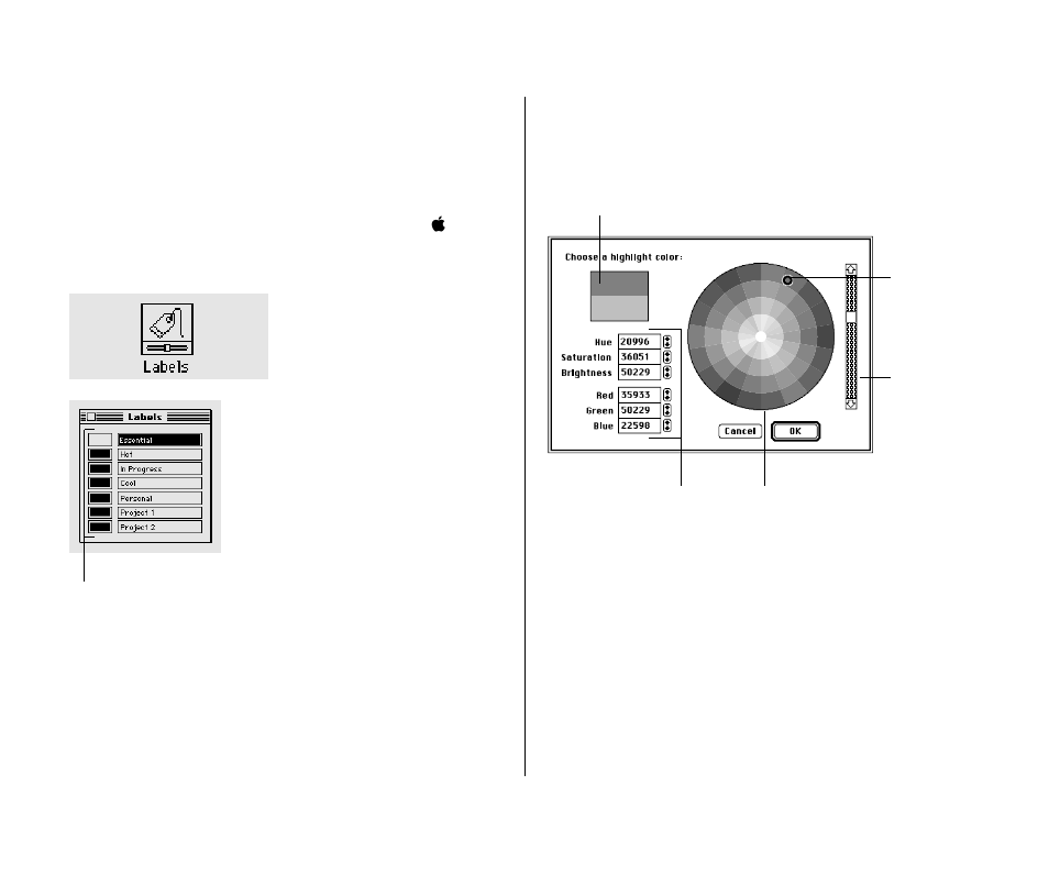 Adjusting the way the trackball or mouse works 164, Changing the colors in the label menu | Apple Macintosh PowerBook 180 computers User Manual | Page 164 / 323