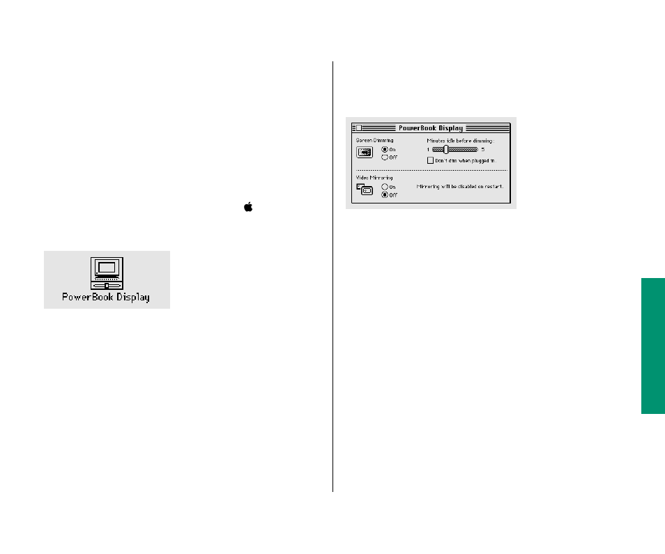 Adjusting the blinking of a menu item 167, Adjusting the blinking of the insertion point 167, Controlling automatic screen dimming | Apple Macintosh PowerBook 180 computers User Manual | Page 167 / 323