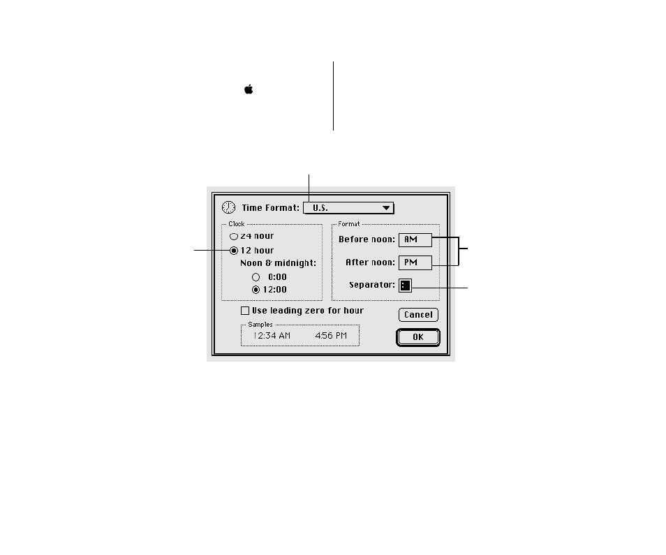 Changing the time format | Apple Macintosh PowerBook 180 computers User Manual | Page 178 / 323