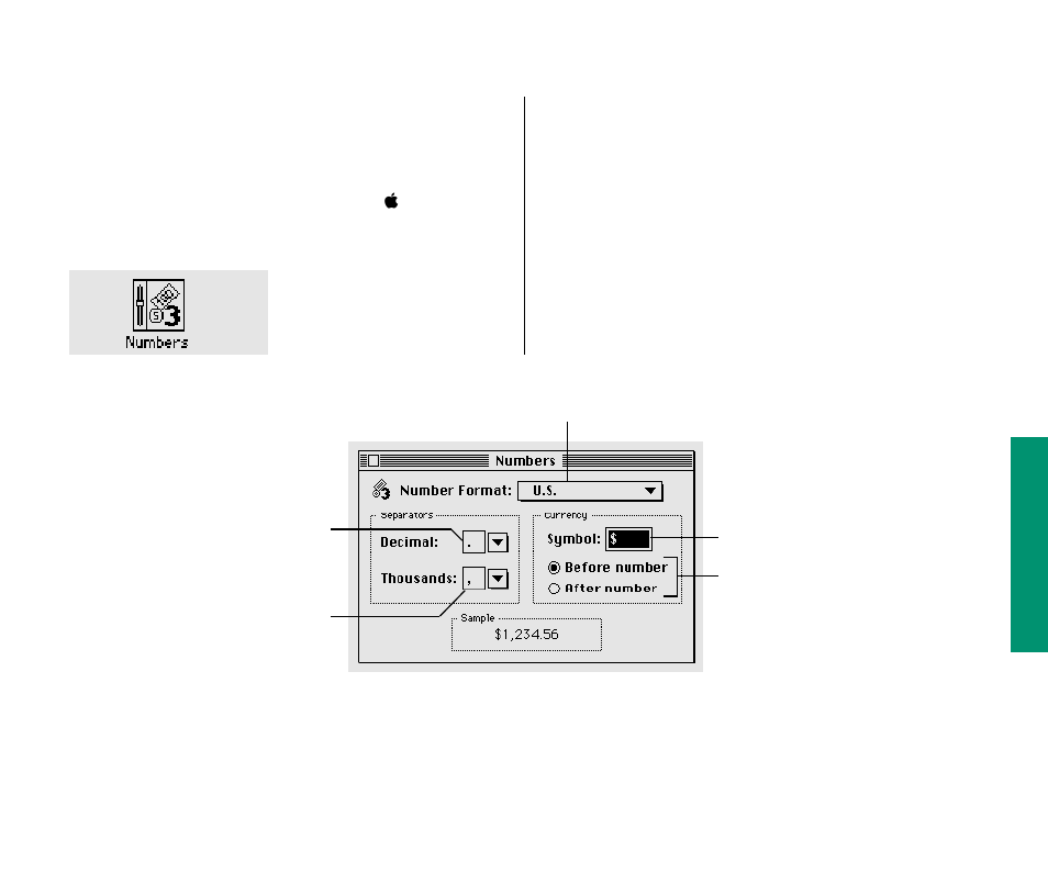 Changing number and currency formats | Apple Macintosh PowerBook 180 computers User Manual | Page 179 / 323