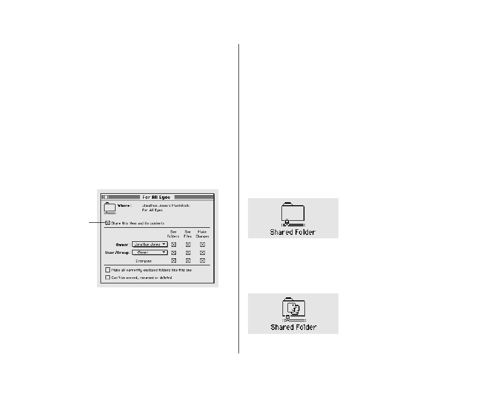 Checking your access privileges 220, Linking programs 220, Linking to a program on another computer 220 | Selecting a folder or disk to share | Apple Macintosh PowerBook 180 computers User Manual | Page 220 / 323