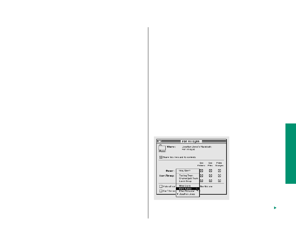 Users 211, Giving away ownership of a folder or disk on your, Computer 211 | Removing a user from a group | Apple Macintosh PowerBook 180 computers User Manual | Page 227 / 323