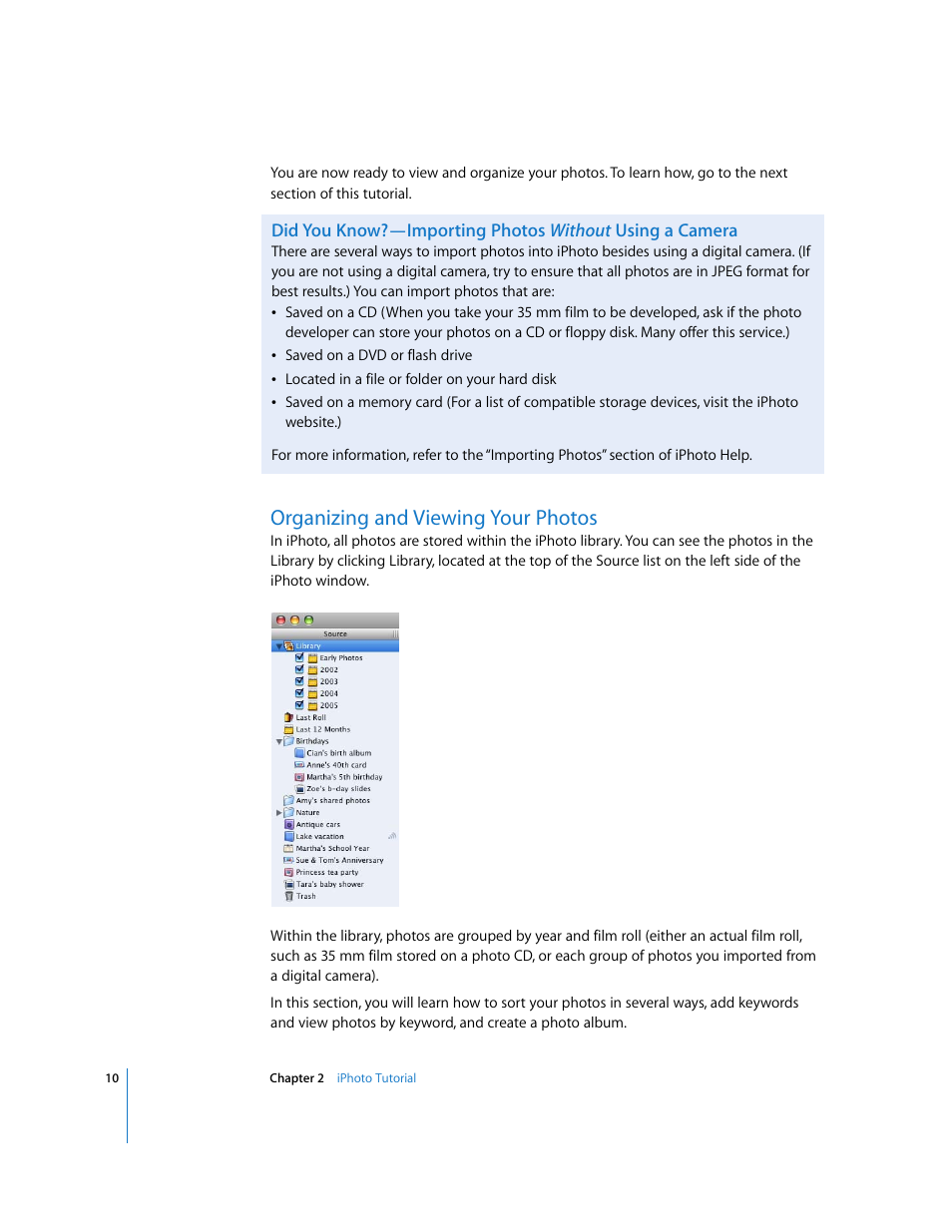 Organizing and viewing your photos | Apple iPhoto 6 User Manual | Page 10 / 36