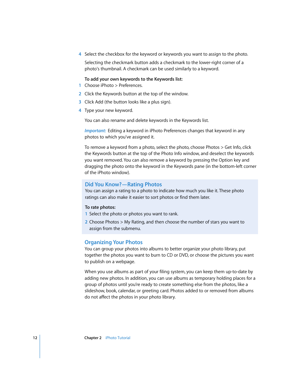 Organizing your photos | Apple iPhoto 6 User Manual | Page 12 / 36