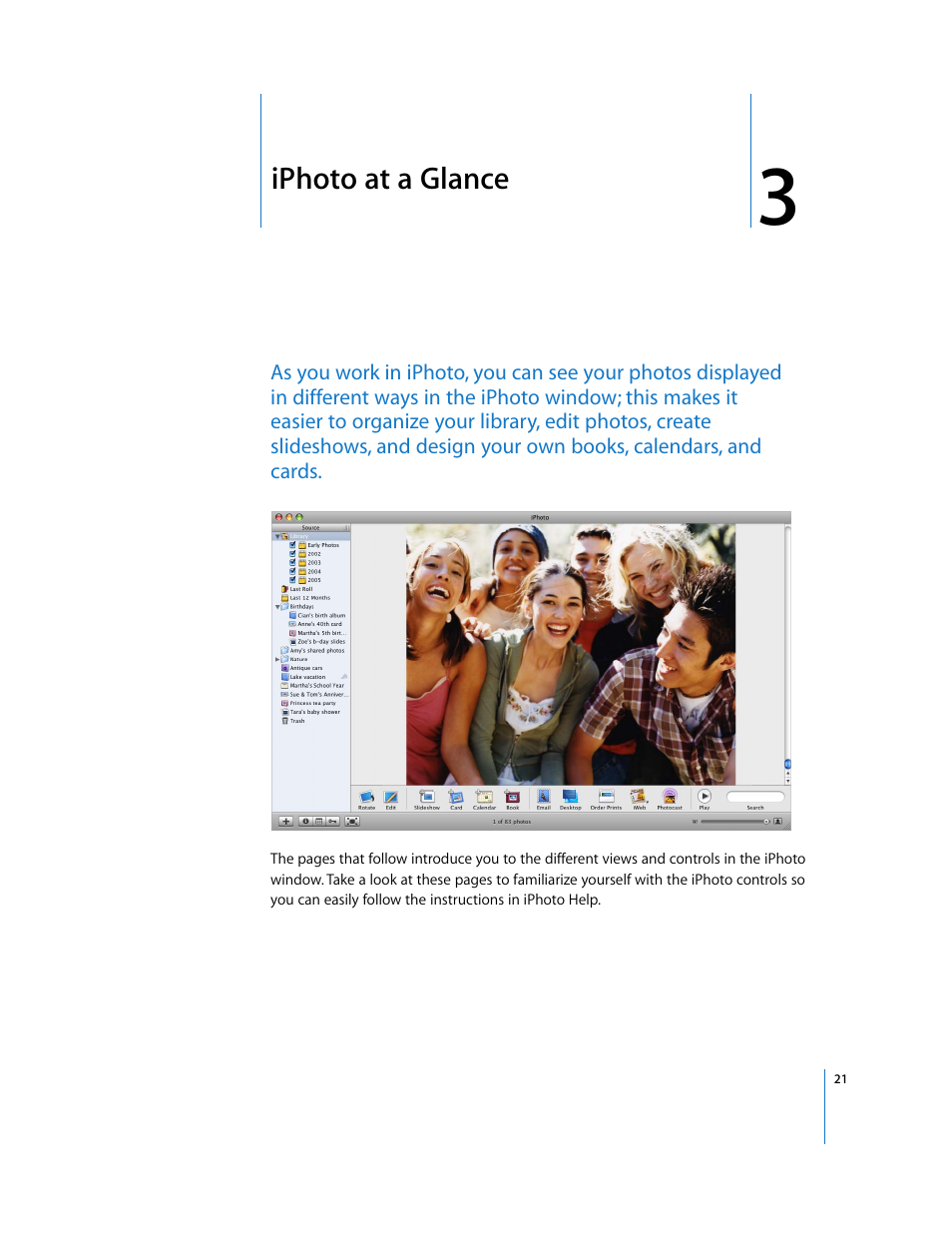 Iphoto at a glance, Chapter 3 | Apple iPhoto 6 User Manual | Page 21 / 36