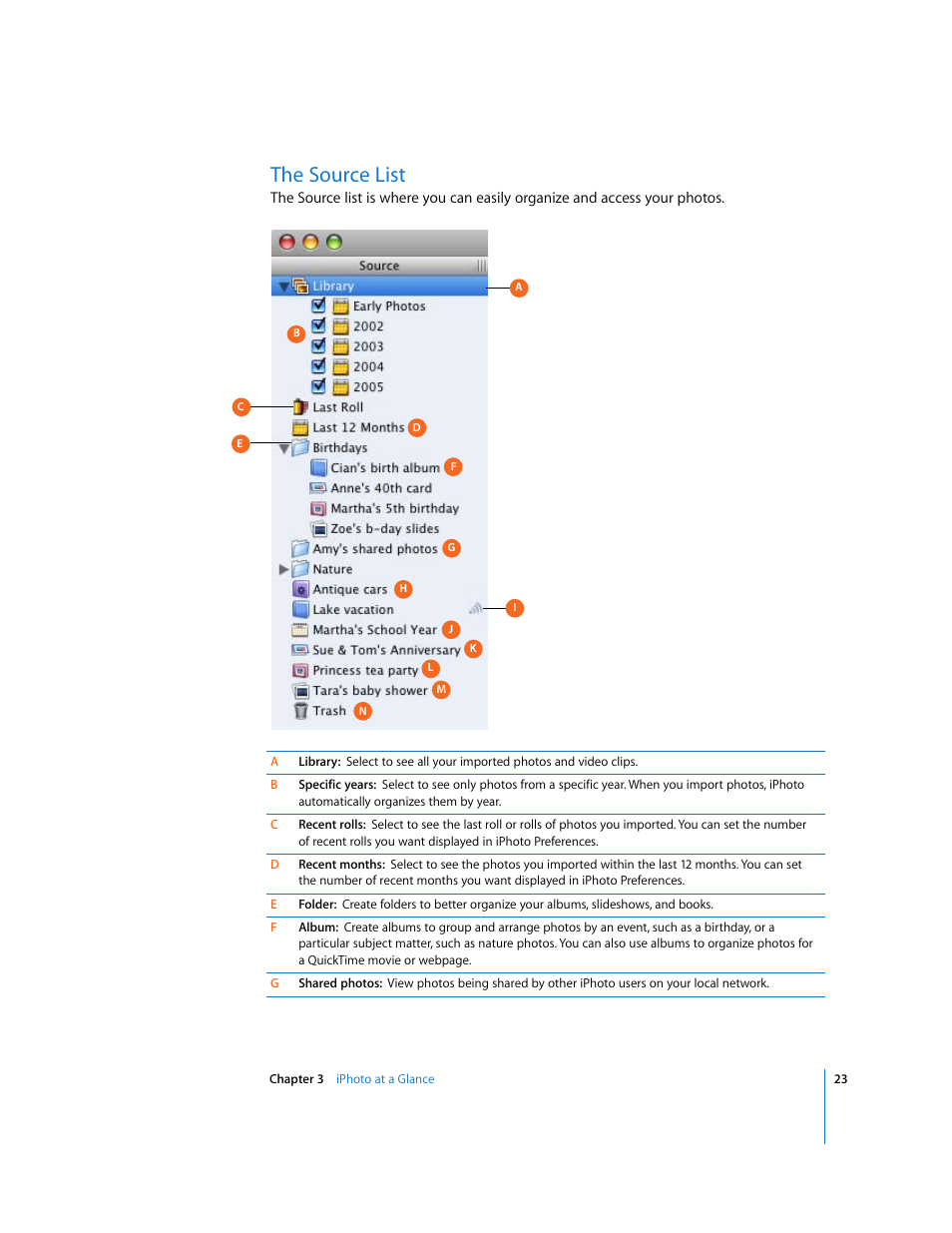 The source list | Apple iPhoto 6 User Manual | Page 23 / 36