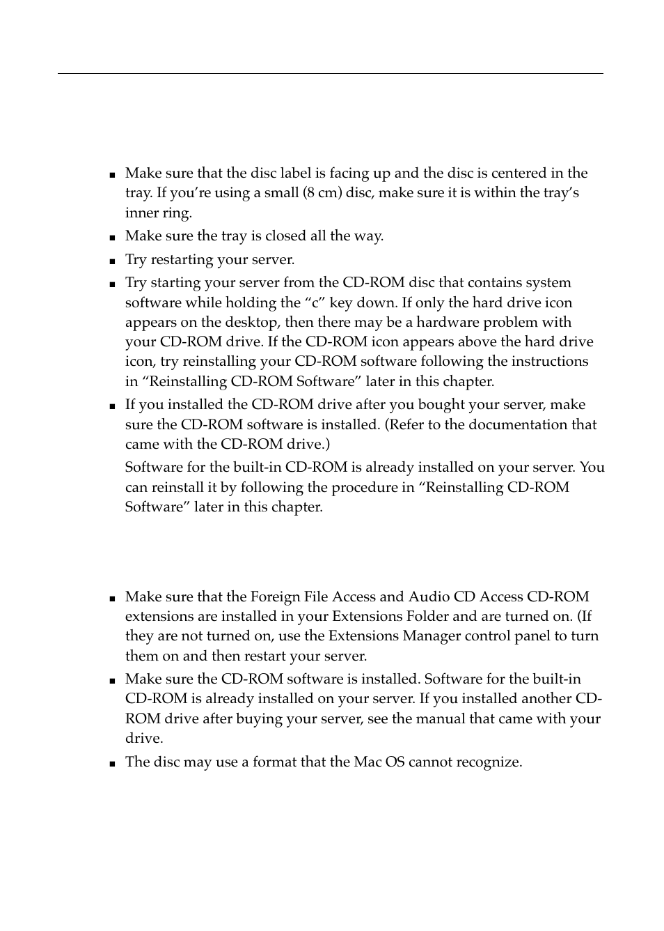 Problems using cd-rom discs | Apple Workgroup Server 8550 User Manual | Page 105 / 163