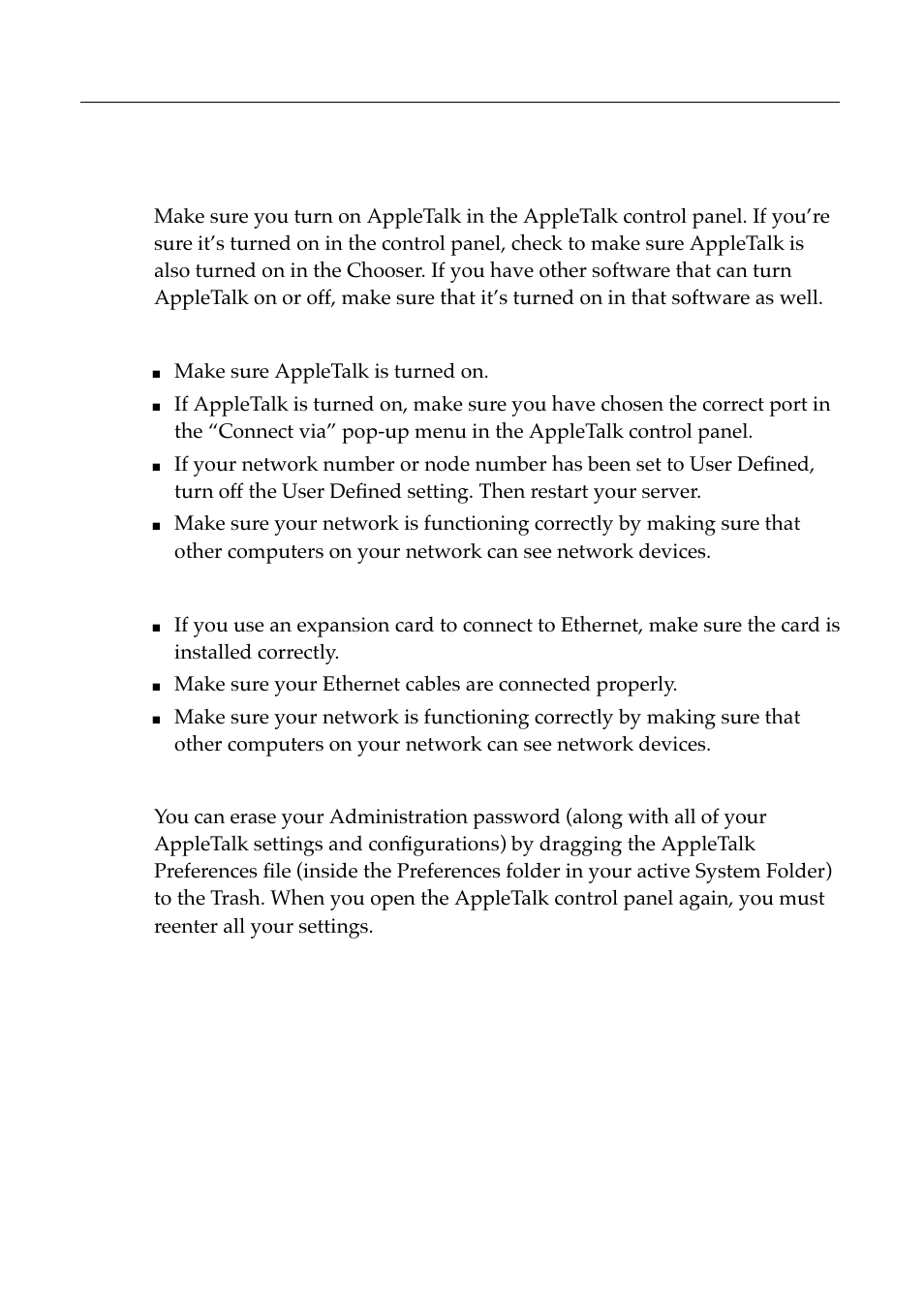 Solving appletalk problems | Apple Workgroup Server 8550 User Manual | Page 111 / 163