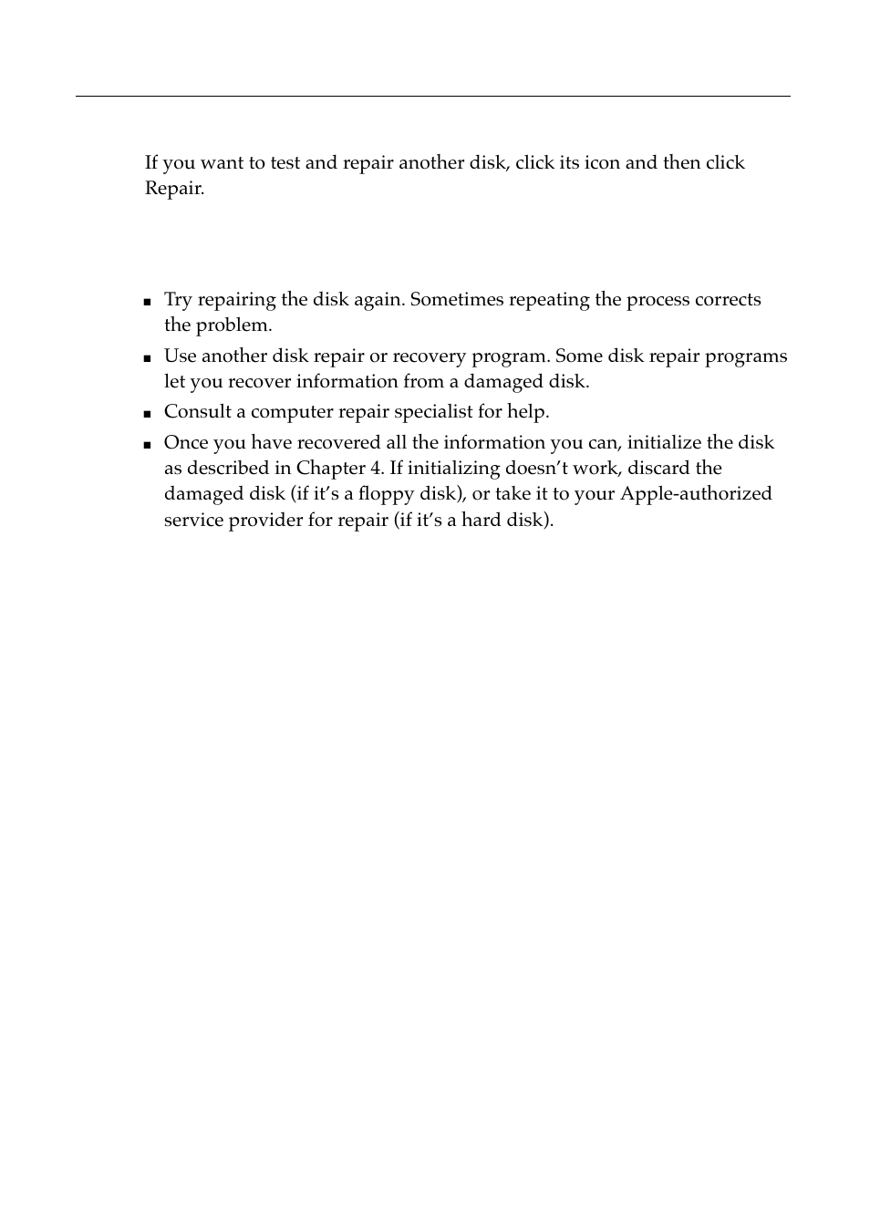 If disk first aid cannot correct the problem | Apple Workgroup Server 8550 User Manual | Page 116 / 163