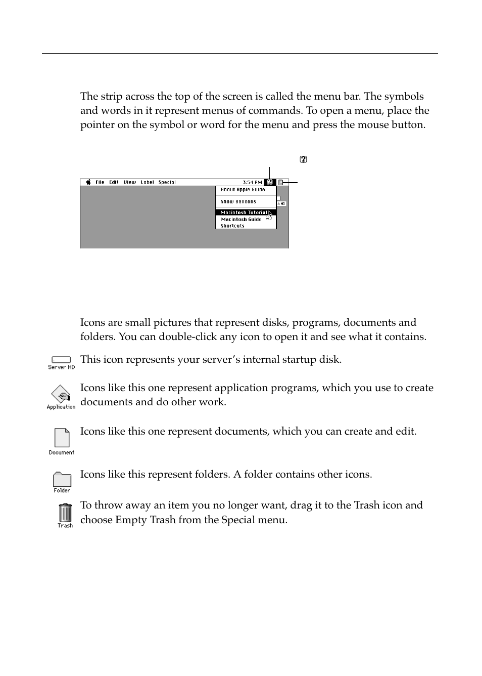 Menus, Icons | Apple Workgroup Server 8550 User Manual | Page 121 / 163