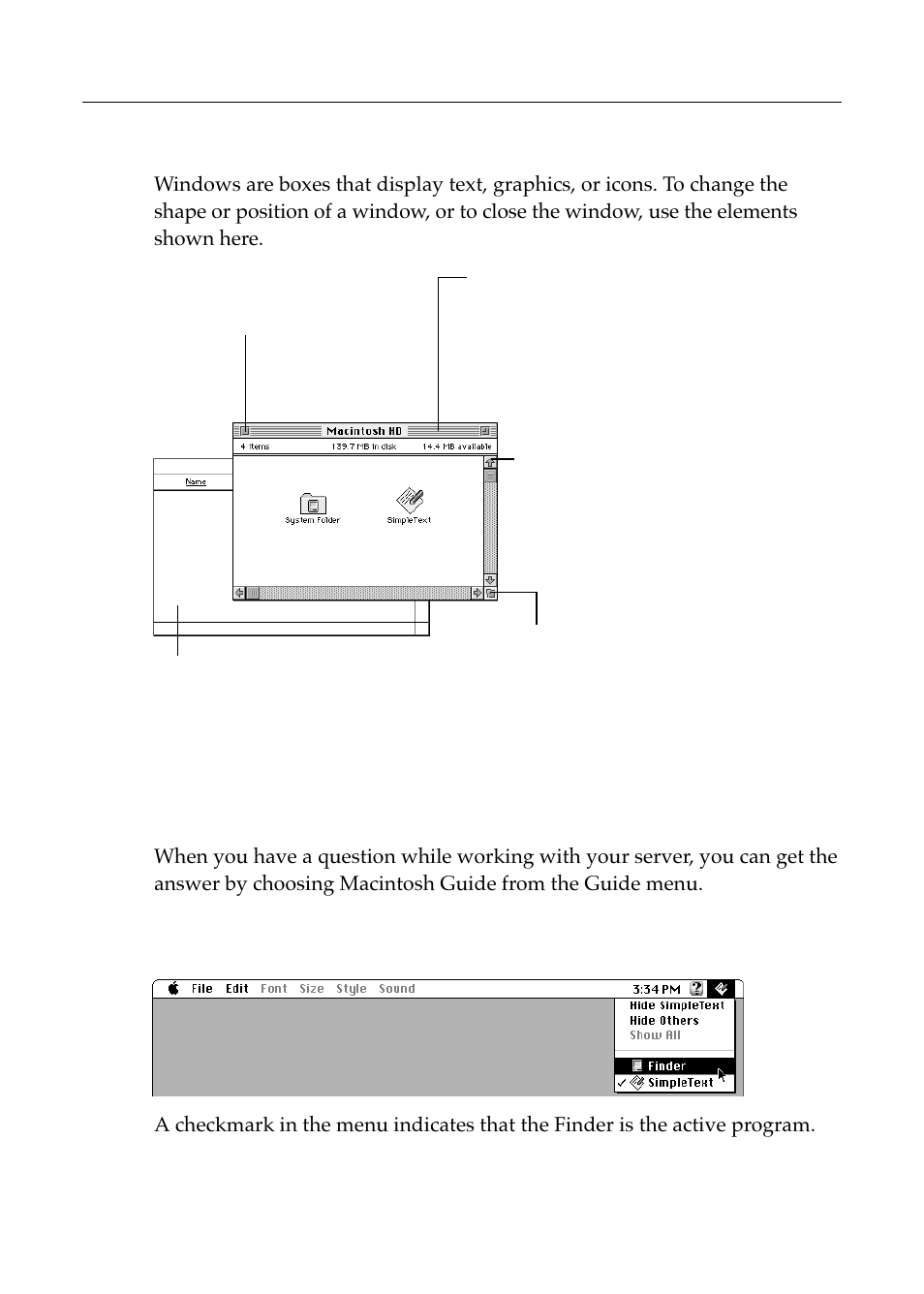 Windows, Getting answers in macintosh guide | Apple Workgroup Server 8550 User Manual | Page 122 / 163