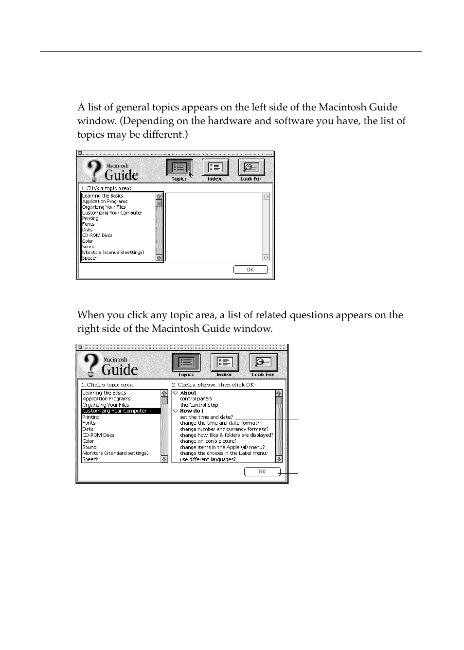 Getting answers with the topics button | Apple Workgroup Server 8550 User Manual | Page 125 / 163