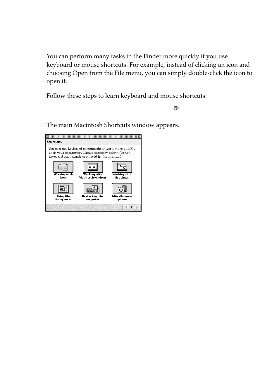 Learning useful shortcuts | Apple Workgroup Server 8550 User Manual | Page 132 / 163