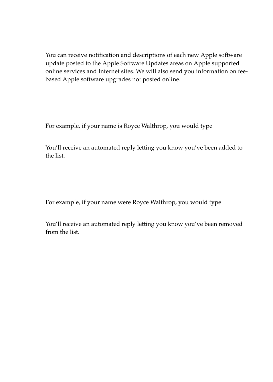 Staying informed of apple software updates, To subscribe, To unsubscribe | Apple Workgroup Server 8550 User Manual | Page 145 / 163