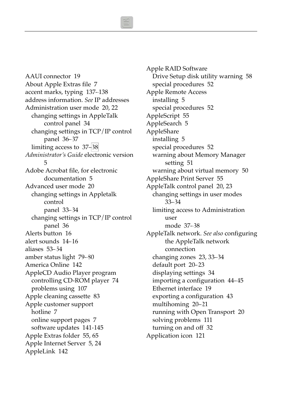 Index, A – ap | Apple Workgroup Server 8550 User Manual | Page 147 / 163