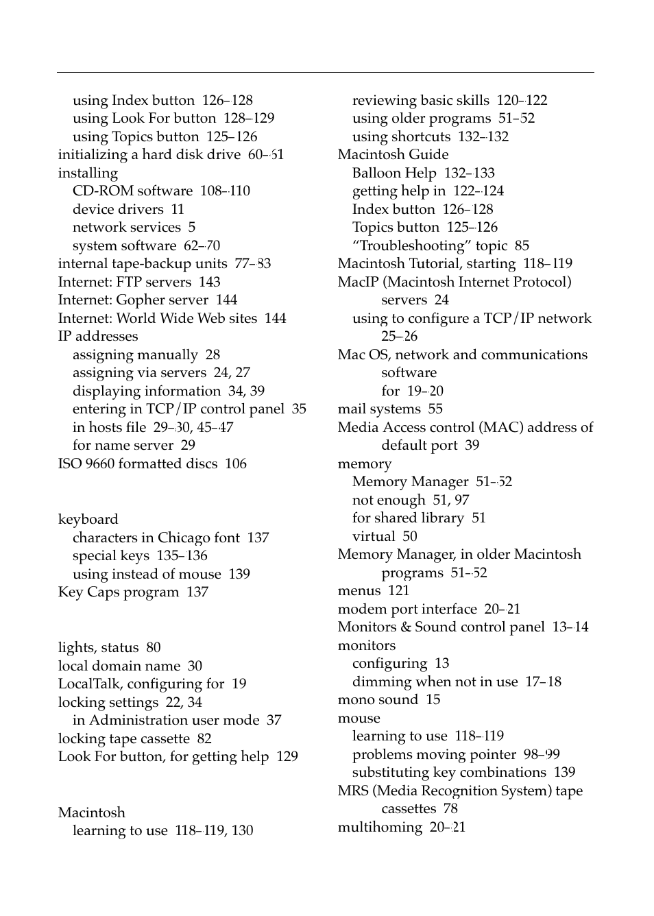 J – m | Apple Workgroup Server 8550 User Manual | Page 151 / 163