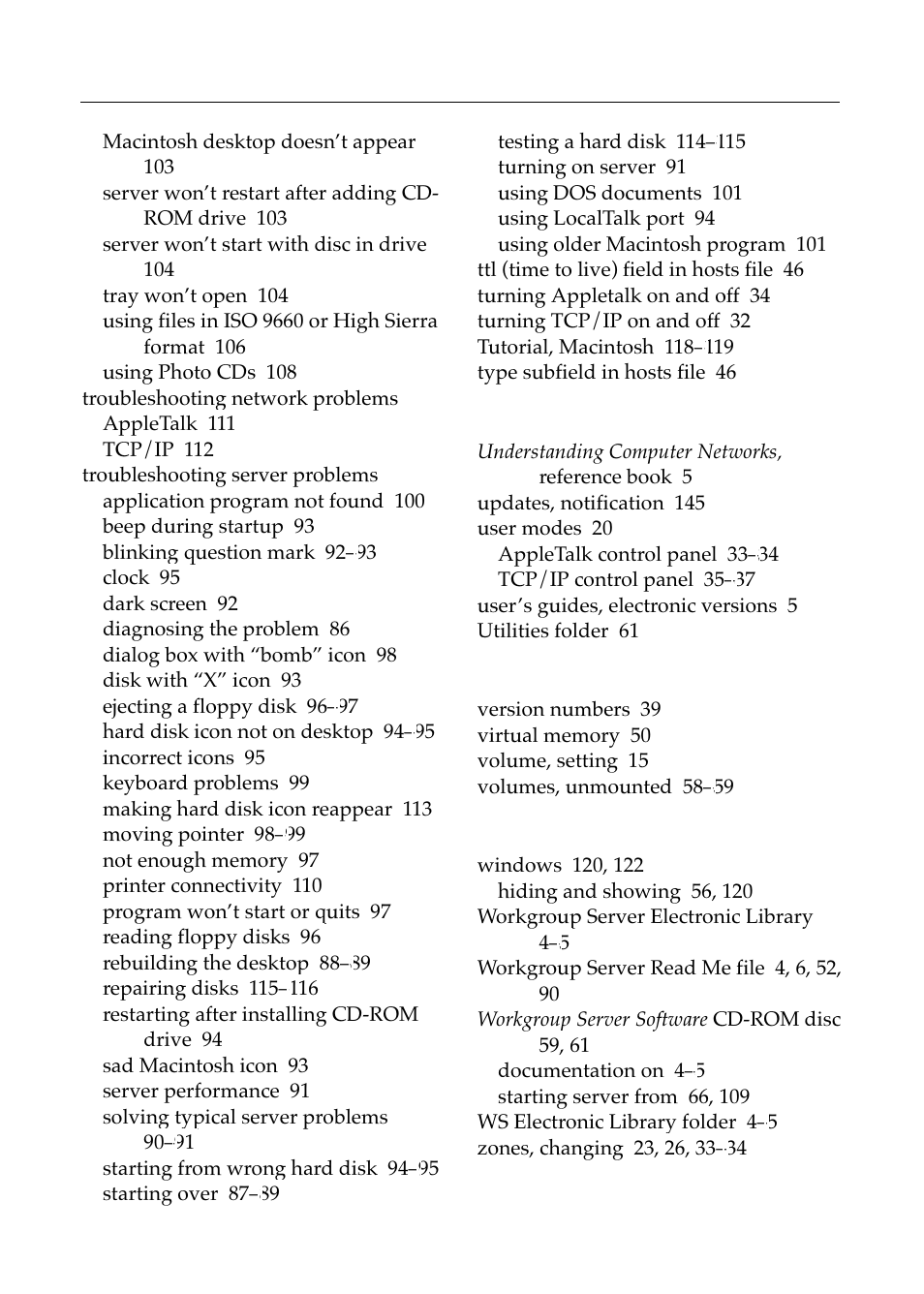 T – z | Apple Workgroup Server 8550 User Manual | Page 155 / 163