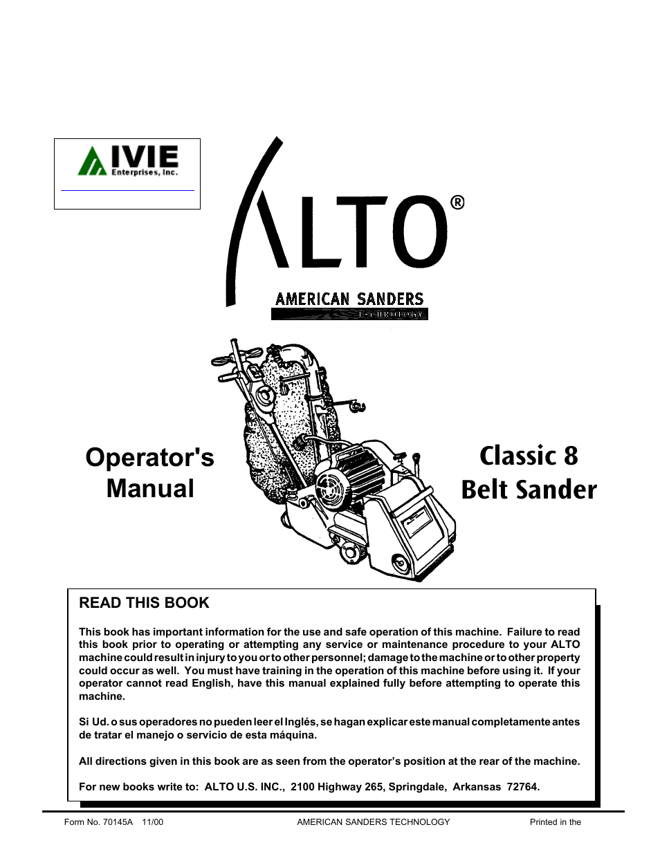American Standard ALTO 70145A 11/00 User Manual | 19 pages