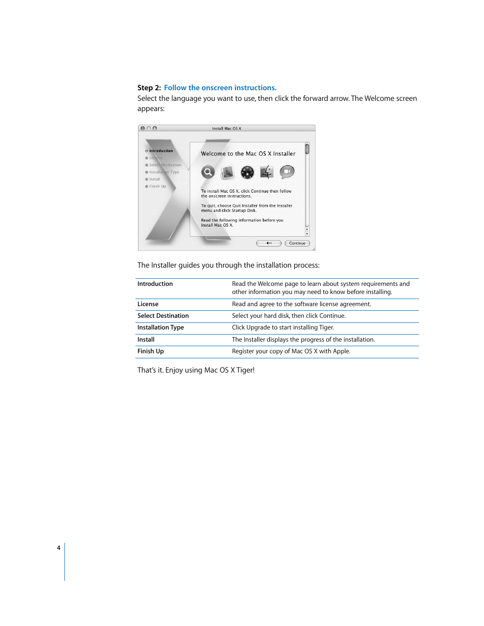 Apple Mac OS X v10.4 Tiger User Manual | Page 4 / 16